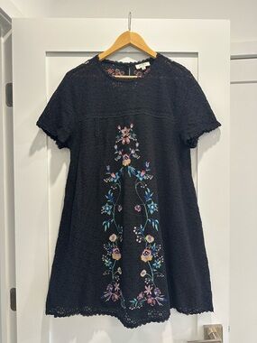Black dress with floral embroidery